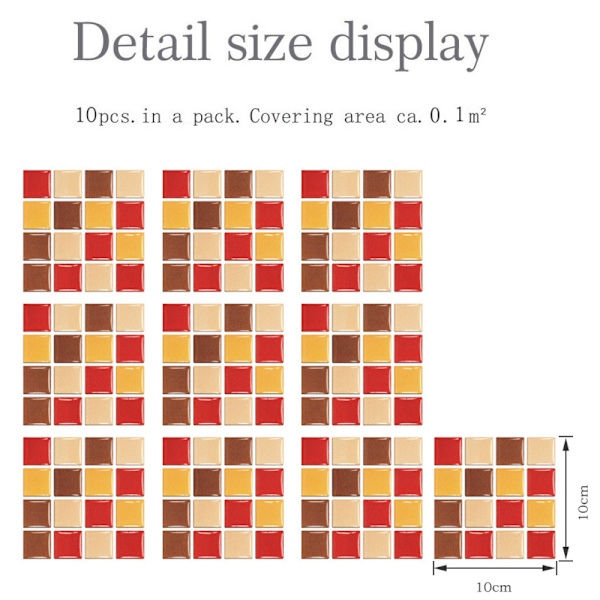 90-pack DIY Mosaikplattor Väggdekal Vattentät Heminredning B 90PCS