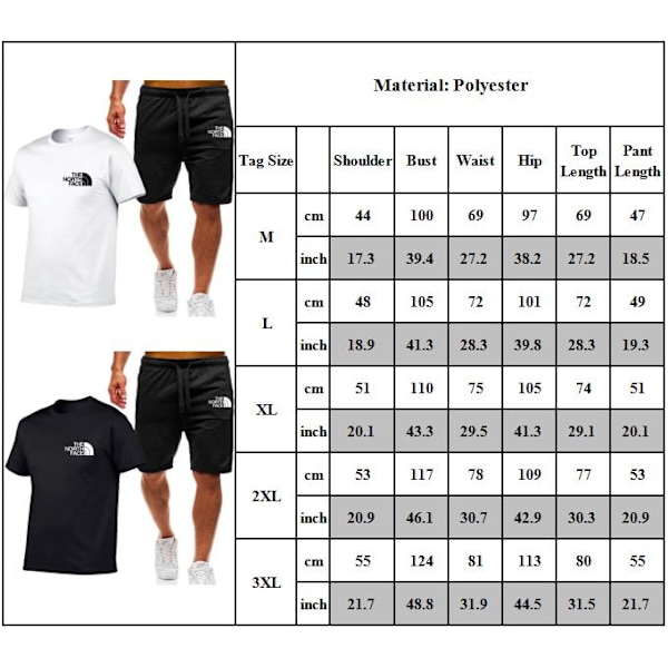 Sportkläder för män med printed fitness Löparkläder Casual + shortsset Andas 2-delad joggingträningsoverall A XL