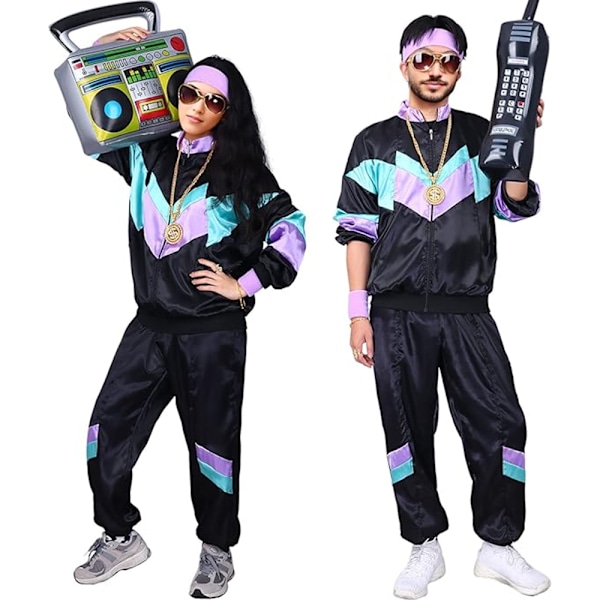 Miesten Naisten 80-luvun 90-luvun Verryttelypuku Asu Urheilu Verryttelypuku Hip Hop Hieno Puku Black M