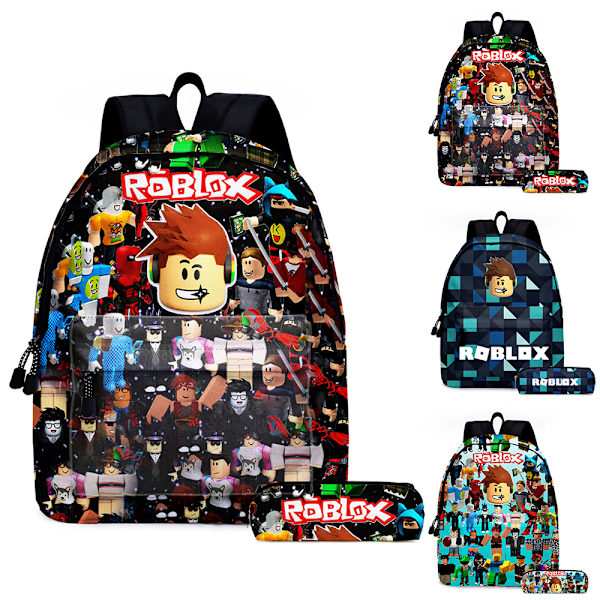 2 kpl/setti Roblox 3D-tulostettu lasten reppu tytöille pojille opiskelijoiden koululaukku matkareppu penaalilla C