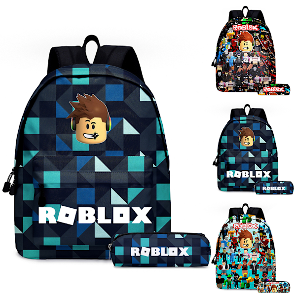 2 kpl/setti Roblox 3D-tulostettu lasten reppu tytöille pojille opiskelijoiden koululaukku matkareppu penaalilla C