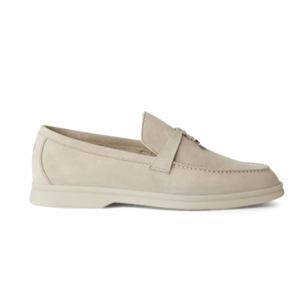 LORO PIANA Summer Charms Walk Mockasiner i mocka Grey 41