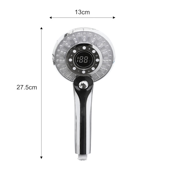 LED Brusehoved, Regnbruser, Håndbruser, Temperaturindikator, 3 Lysfarver, Vandbesparende
