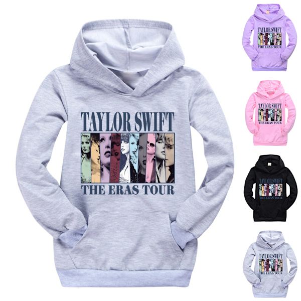 Børnepiger Taylor Swiftie Print Hættetrøje Sweatshirt Julegave Casual Pullover Toppe Grey 140cm