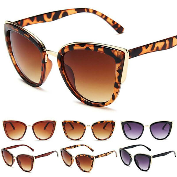 Dam Vintage Solglasögon Mode Kattöga Solglasögon Leopard 1pair