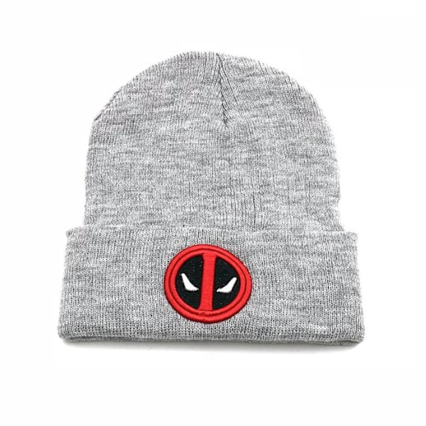 2024 Het Deadpool Beaniehatt - Trendig Stickad Mössa med Elastisk Kant för Män och Kvinnor - Broderad Skidmössa - Julgåva Grey