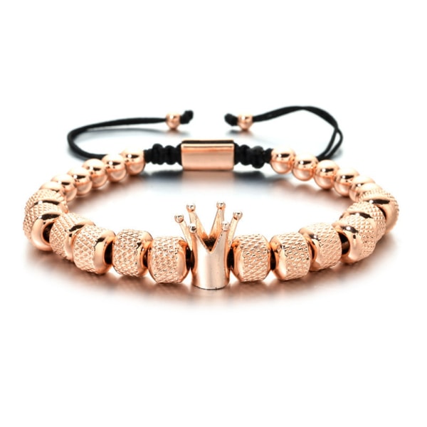 Crown King Charm Armband för män Kvinnor Beaded Armband Handgjorda rose gold