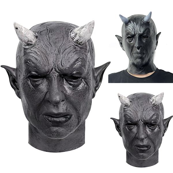 Läskig demonmask för Halloween, Thanksgiving och juldekorationer - Högkvalitativt latex för en autentisk skräcklook Grey