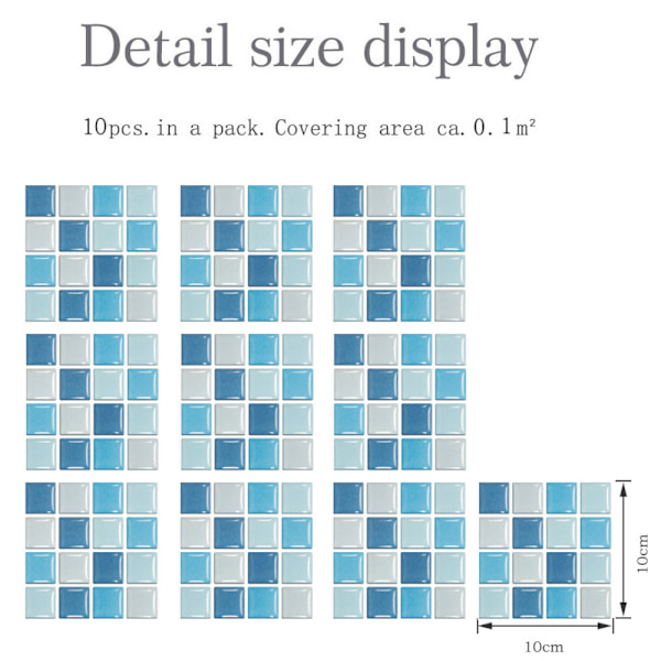 90-pack DIY Mosaikplattor Väggdekal Vattentät Heminredning C 90PCS