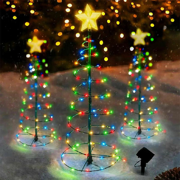 Solcellsdriven Spiral Julgran LED-lampa Utomhus Dekoration multicolor