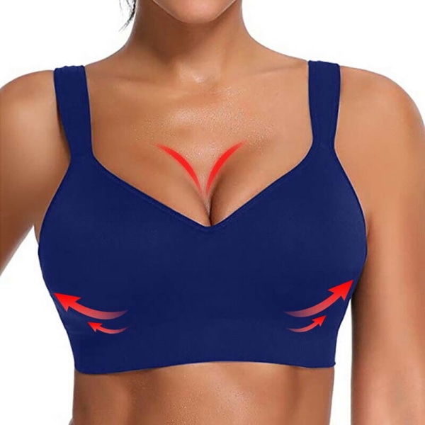 Dam Sport Komfort Push Up Vadderad BH Shapewear Stretch Comfy Crop Top Västar Dark blue XL