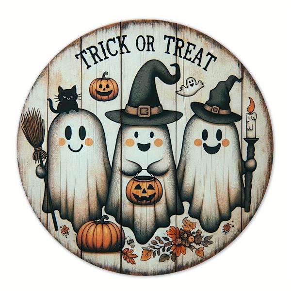Halloween Græskar Trick Or Treat Vedhæng i Træ Spøgelseshus Dørindretning Hængende Skilte Ornamenter D