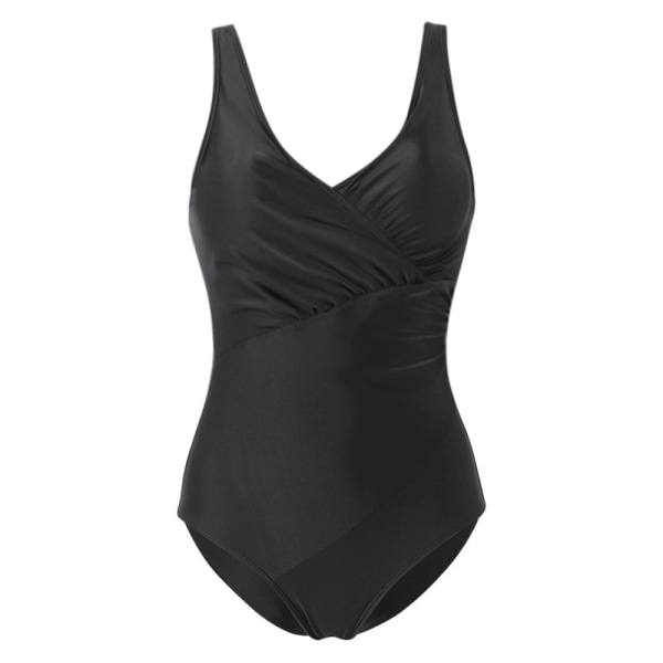 Dam Enfärgad Baddräkt Sommar Strand Vadderad Monokini Baddräkt Black 3XL