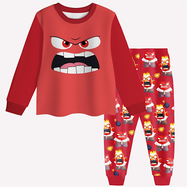 Barn Cartoon Inside Out 2 Långärmad Toppar Byxor Pyjamas Pjs Set Sovkläder Nattkläder Present 120cm