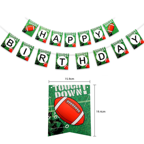 Rugbytema Party Dekor Ballong Kit Banner Cake Topper Set