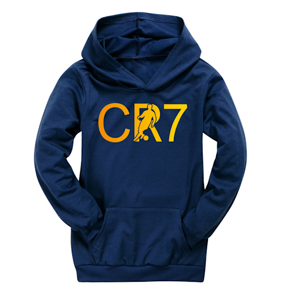 Barn CR7 Ronaldo Vintertröjor Långärmade Huvtröjor Pullover Casual Sport Toppar Navy blue 140cm