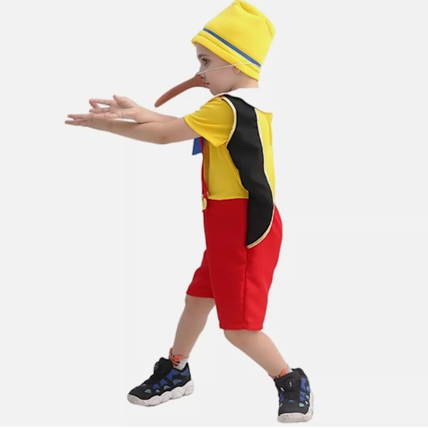 Pinocchio-asu lapsille, poikien pelleasu, hauska sirkus naamiaisasu Halloweenin, joulun ja karnevaalin asu M