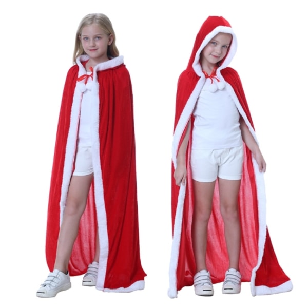 Christmas Cape Cloak Kids Cape Santa Claus Cosplay Party Kostym 100cm