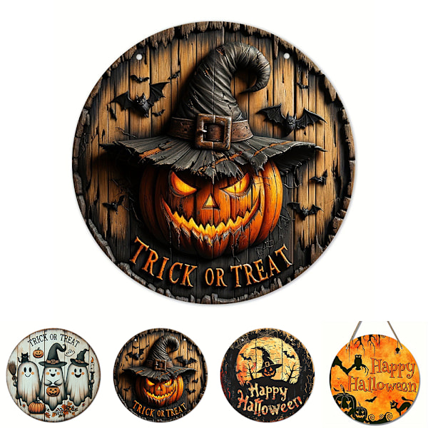 Halloween Græskar Trick Or Treat Vedhæng i Træ Spøgelseshus Dørindretning Hængende Skilte Ornamenter C