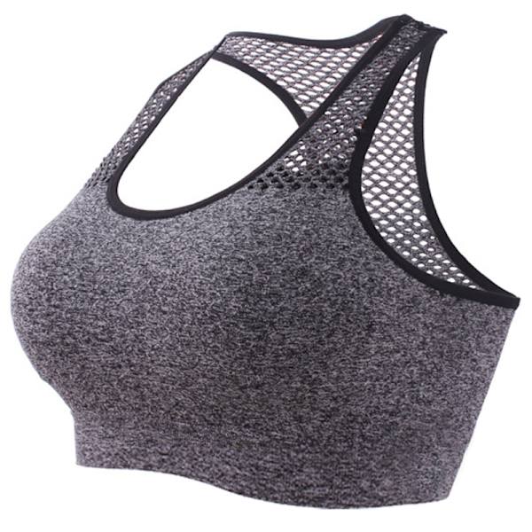Naisten urheiluliivit, vahva tuki, push-up, langaton treenitoppi Grey L