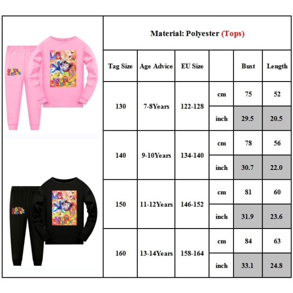 The Amazing Digital Circus Kid Boy Girl Pyjamas Sovkläder Outfit black 130cm