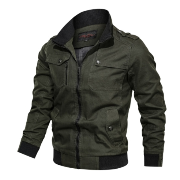 Lättvikts Zip Up Jacka för Män, Bomullsjacka, Casual, Arbetskläder, Golfkläder Green 2XL
