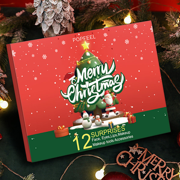 Julklapp Blind Box Skönhetsmakeup Tillbehörssats Julnedräkning 12 Gåvor