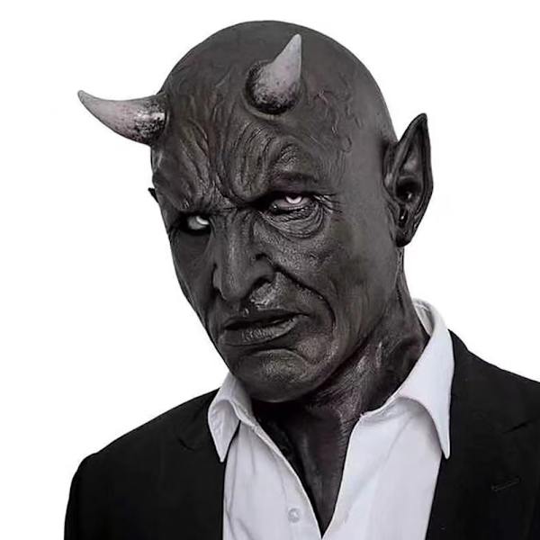 Läskig demonmask för Halloween, Thanksgiving och juldekorationer - Högkvalitativt latex för en autentisk skräcklook Grey
