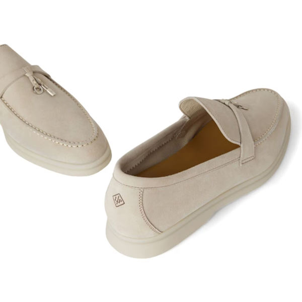 LORO PIANA Summer Charms Walk Mockasiner i mocka Grey 40