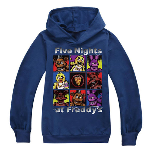 Five Nights at Freddy's FNAF Børne Drenge Langærmet Hættetrøje Sweatshirt Toppe Pullover Navy blue 140cm