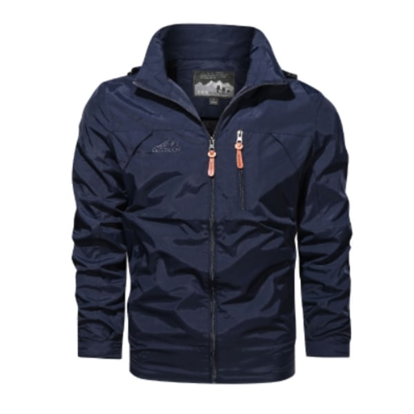 Herrar Jacka Casual Höst Vinter Varm Vindjacka Full Zip Vindtät Ytterkläder Modekappa Blue M