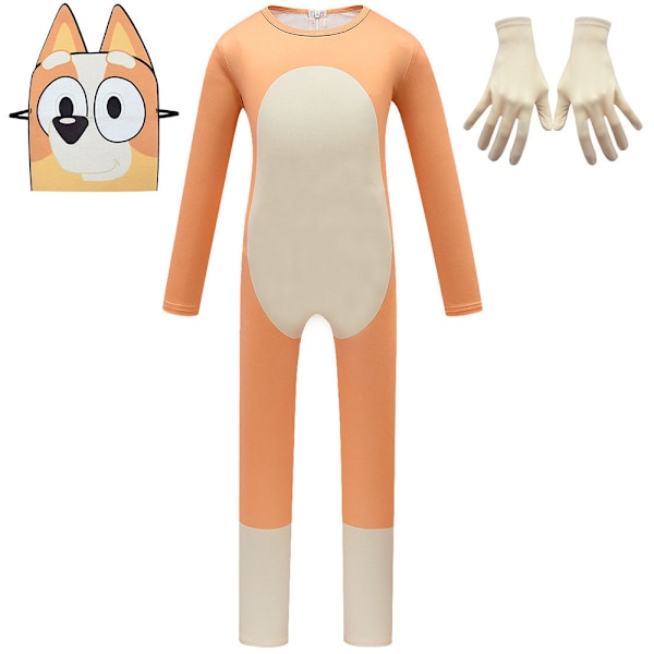 Kids Boys Bluey Kostym Maskeraddräkt Jul Halloween Fest Jumpsuit Romper Orange 140cm