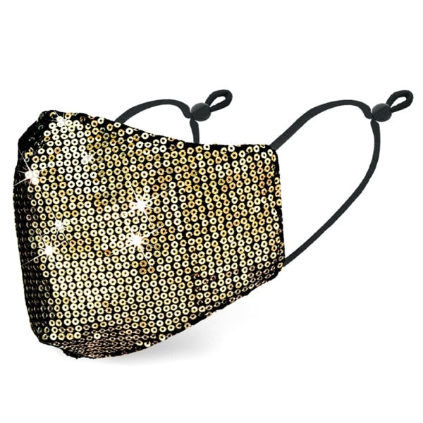 Glittertyg Fashion Skyddsvisir Andningsmask golden