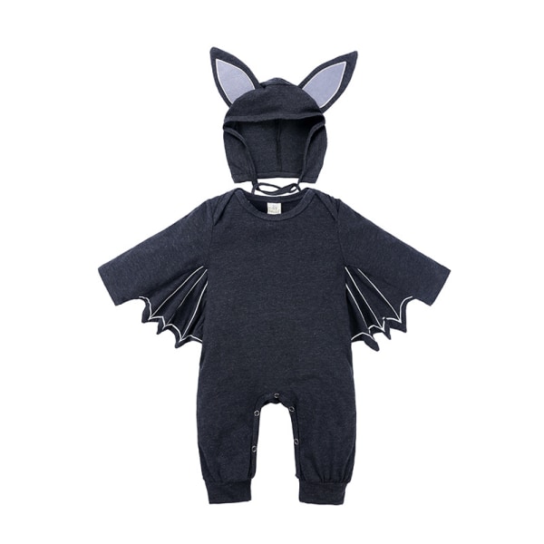 Halloween-kostym för nyfödd pojke, fladdermus-jumpsuit dark grey 70cm