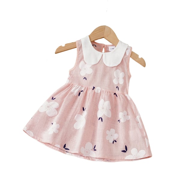 Småbarn Flickor Sommar Vardagsklänning Barn Baby Prinsessa Fest Ärmlösa Klänningar Pink 130cm