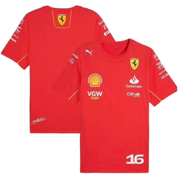 Scuderia Ferrari F1 PUMA Las Vegas LECLERC \"16\" Amerikansk herr fotbollströja T-shirt kortärmad M