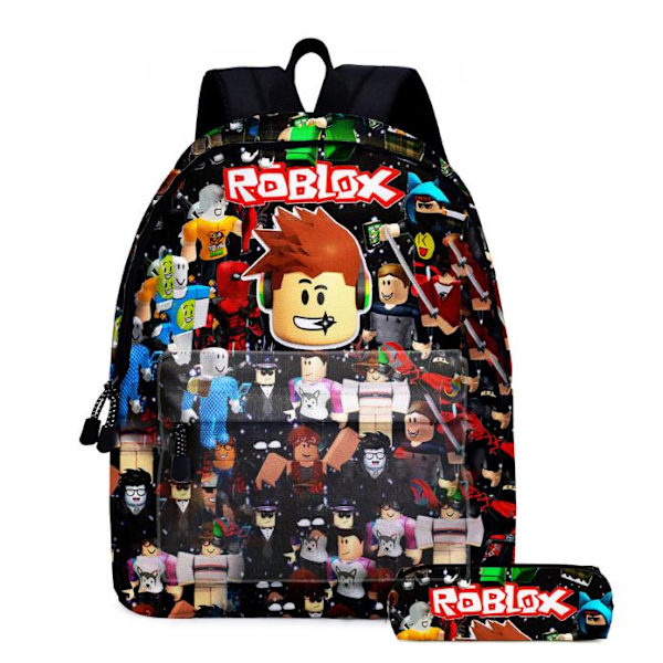2 kpl/setti Roblox 3D-tulostettu lasten reppu tytöille pojille opiskelijoiden koululaukku matkareppu penaalilla C