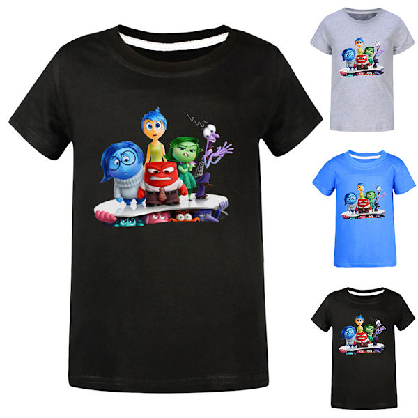 Vuxna Barn Pojkar Flickor Sommar Kortärmad Rund Hals Toppar Inside Out 2 Bomull T-shirts Grey 170cm