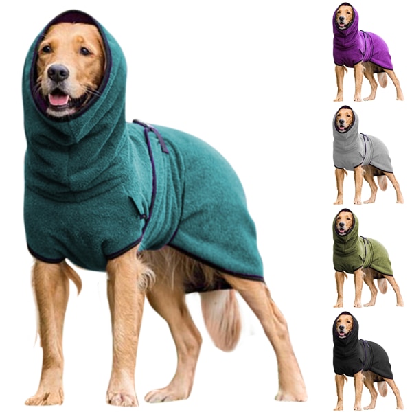 Pet Dog Puppy Warmer Costume Huvjacka Kappa Kläder Green XL