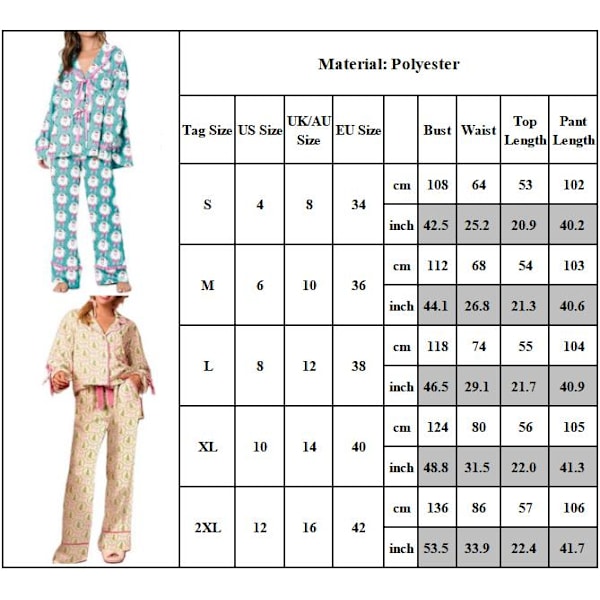 Julpyjamas Dam Pyjamasset Julpyjamas För Kvinnor Fluga Långärmad Skjorta Byxor Satin Siden Rolig 2-Dels Set Sovkläder Lounge Set C XL