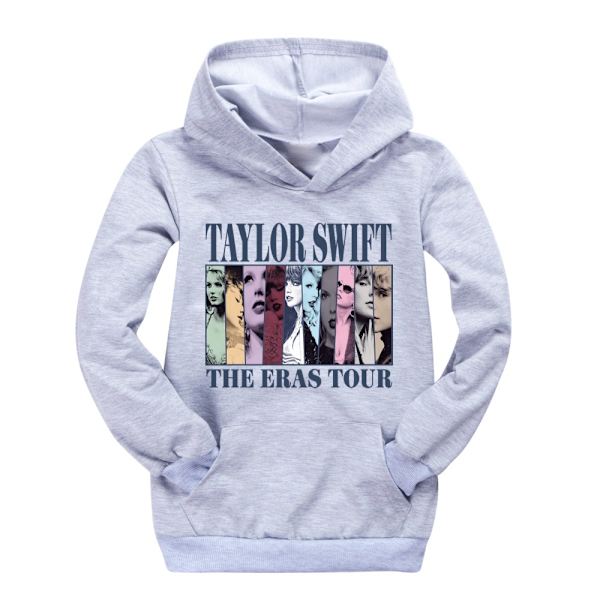 Børnepiger Taylor Swiftie Print Hættetrøje Sweatshirt Julegave Casual Pullover Toppe Grey 140cm