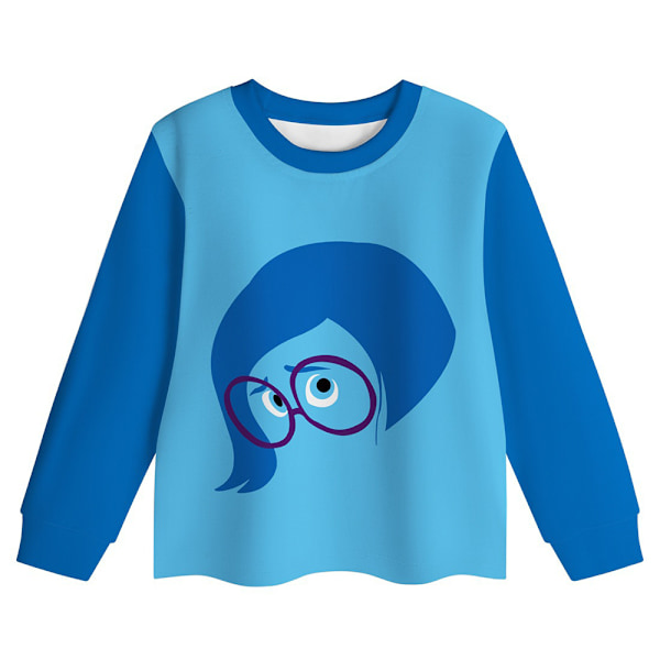 Barn Cartoon Inside Out 2 Långärmad Toppar Byxor Pyjamas Pjs Set Sovkläder Nattkläder Present, Blå 120cm