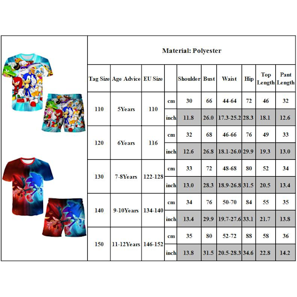 Sonic Barn Nattkläder Kortärmad T-shirt Toppar Shorts Sommar Outfit Sovkläder Pyjamas Set #3 120cm