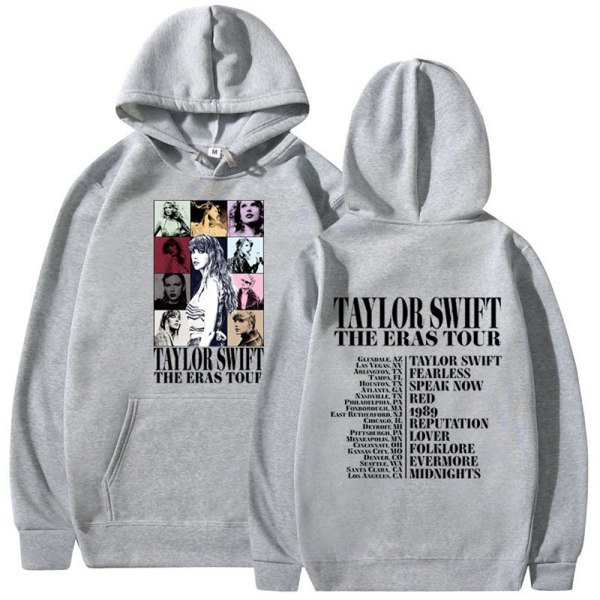 Hoodie Kvinna Taylor The Eras Tour Hoodies Tryck Herrar Tröja grey L