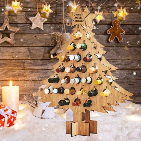 Julgran i Trä - Adventkalender för Vinflaskor A