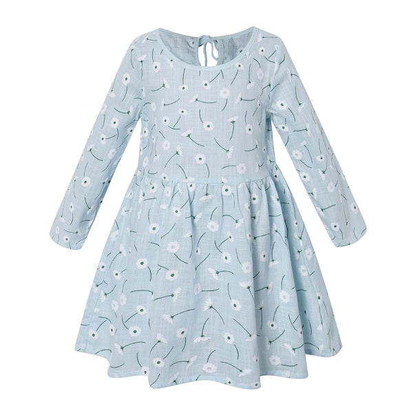 Barnflickor Prinsessa Lång Tutusärm Festklänning Sommar Födelsedagsfest Fancy Kostym Sundress Light blue 120cm