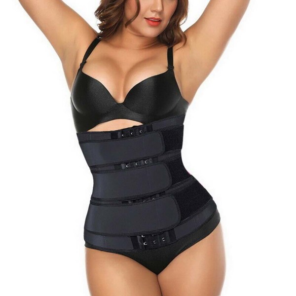 Kvinnor midja tränare Body Shaper tre-breasted bälte Sport black S