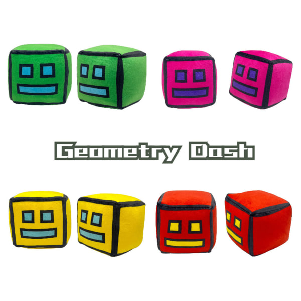 12cm Geometry Dash Spelfigurs Plyschleksak Kvadrat Mjuk Dock Kudde Samling Presenter Red