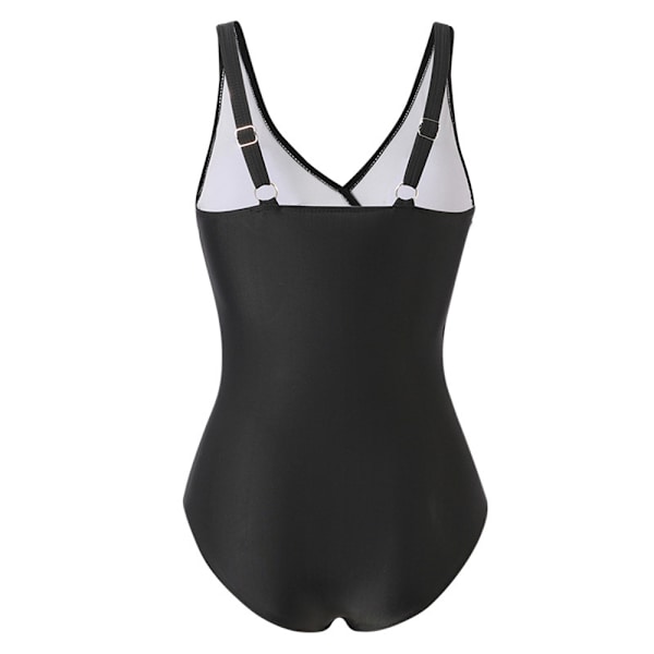 Dame Én-delt Badedragt Sommer Strand Polstret Monokini Bodysuit Badetøj Black 4XL