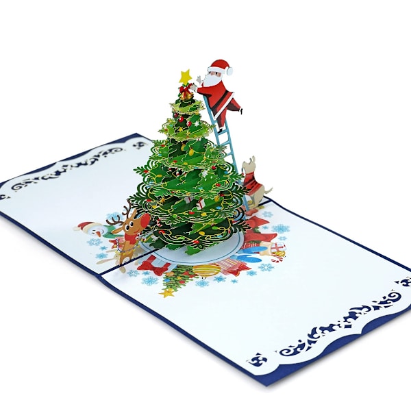 Julenissen pynter juletre 3D Pop Up-kort, en herlig juleoverraskelse